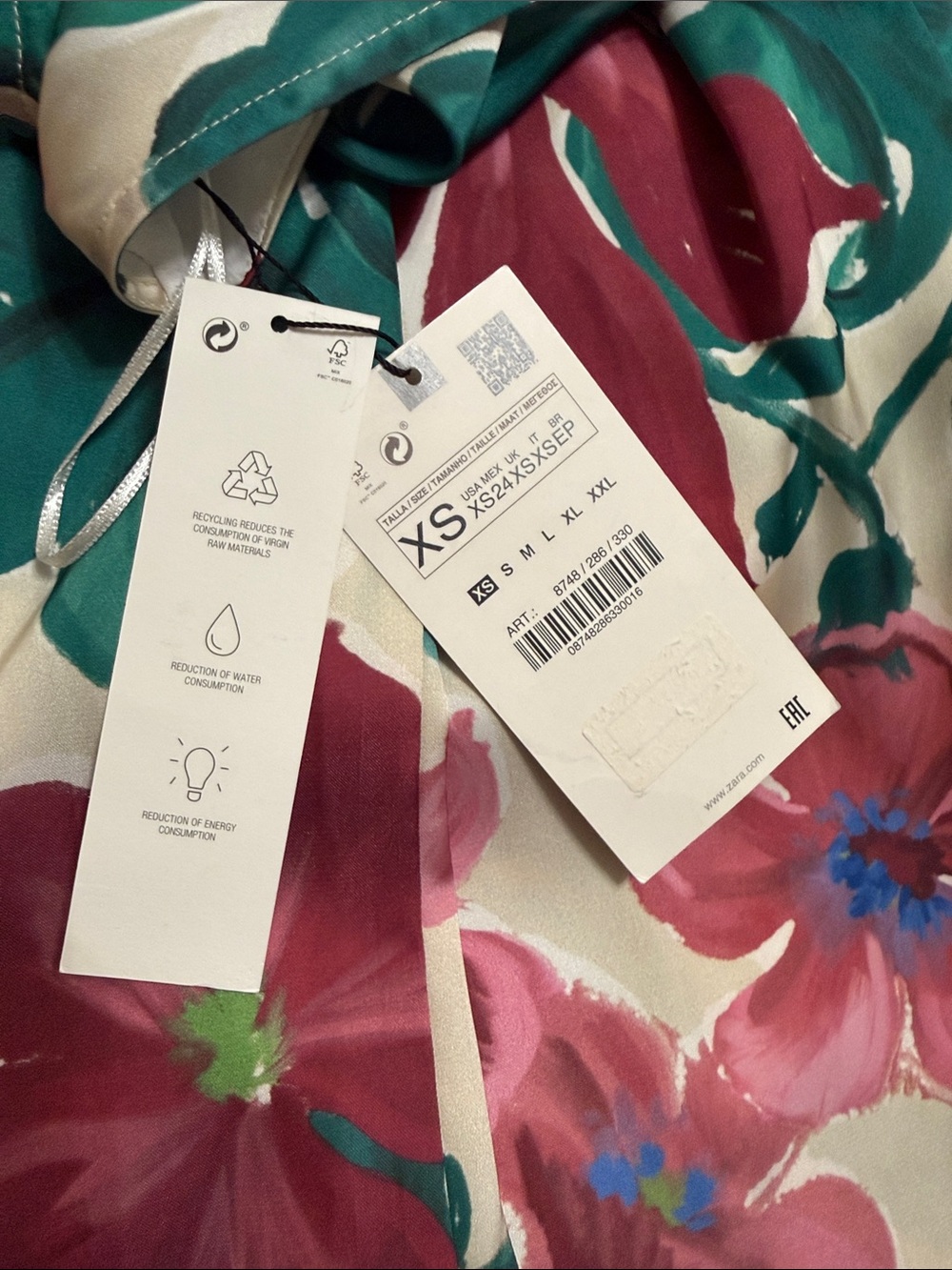NWT Zara Cream Wide-Leg Jumpsuit with Blue, Pink & Green Floral Print - Picture 13 of 13